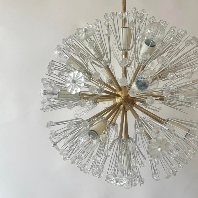 Large Sputnik Snowball Brass and Crystal Chandelier attributed to Emil Stejnar for Rupert Nikoll, Austria, 1960s For Sale - Image 3 of 9