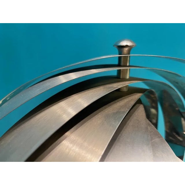 Metal Steel Moon Floor Lamp by Henri Mathieu, 1970s For Sale - Image 7 of 9