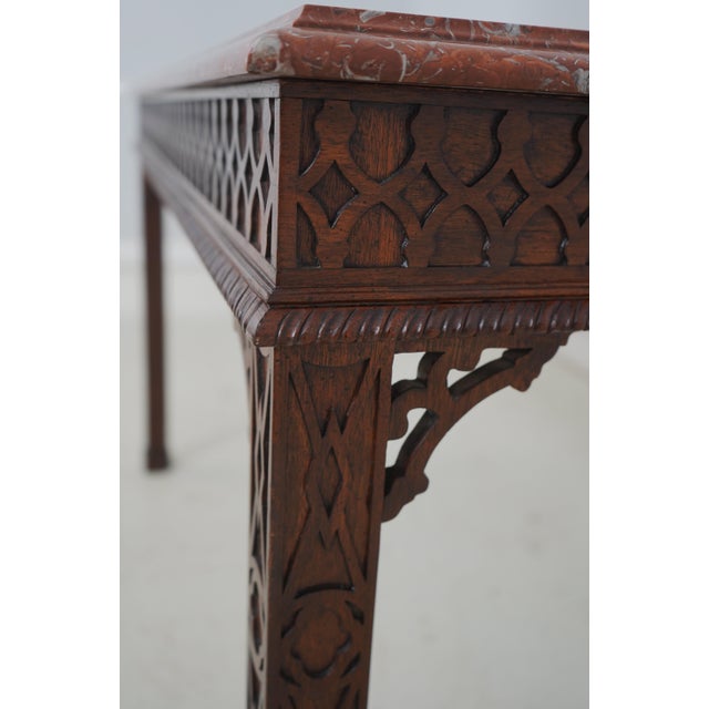 Henredon Chippendale Style Marble Top Sofa Console Table For Sale - Image 12 of 14