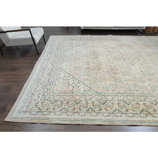 1970s Vintage Persian Handmade Wool Cotton Yellow Area Rug For Sale - Image 4 of 11