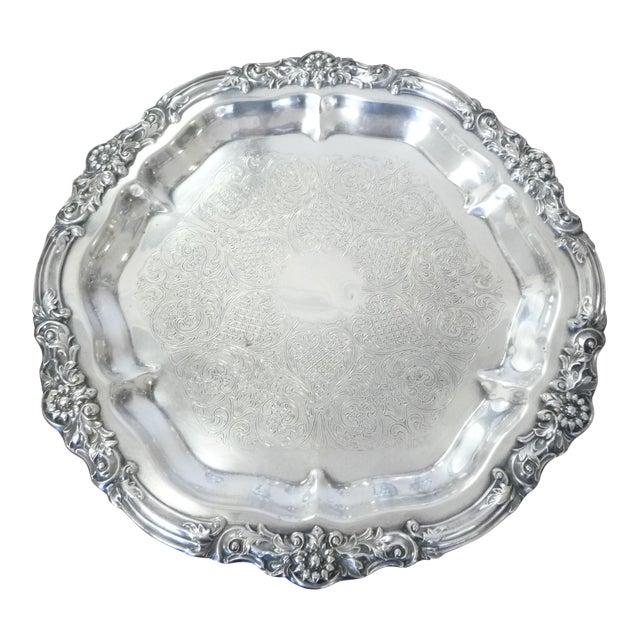 F.B. Rogers Silver Co. Round Ornate Serving Tray Chairish