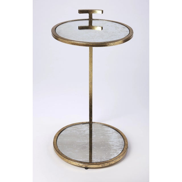Contemporary Ciro Metal & Mirrored Accent Table, Gold For Sale - Image 3 of 4