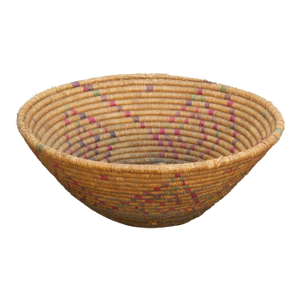 Vintage Woven Basket With Geometric Pattern