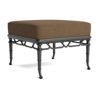 Brown Jordan Calcutta Ottoman, Textured Pewter frame with Fusion Moccasian fabric For Sale