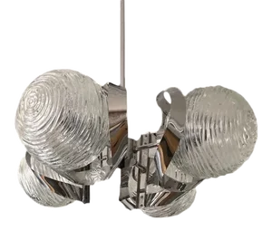 Bended Chrome Chandelier in Style of Gaetano Sciolari (Not Wired)