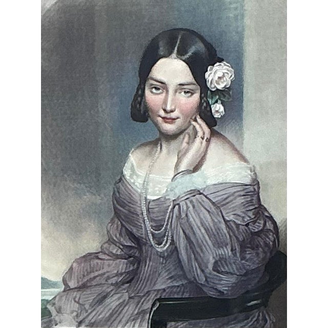 White Vintage Gilt Framed Portrait Engraving For Sale - Image 8 of 13