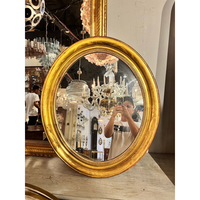 French Louis Philippe Oval Giltwood Mirrors For Sale - Image 11 of 11