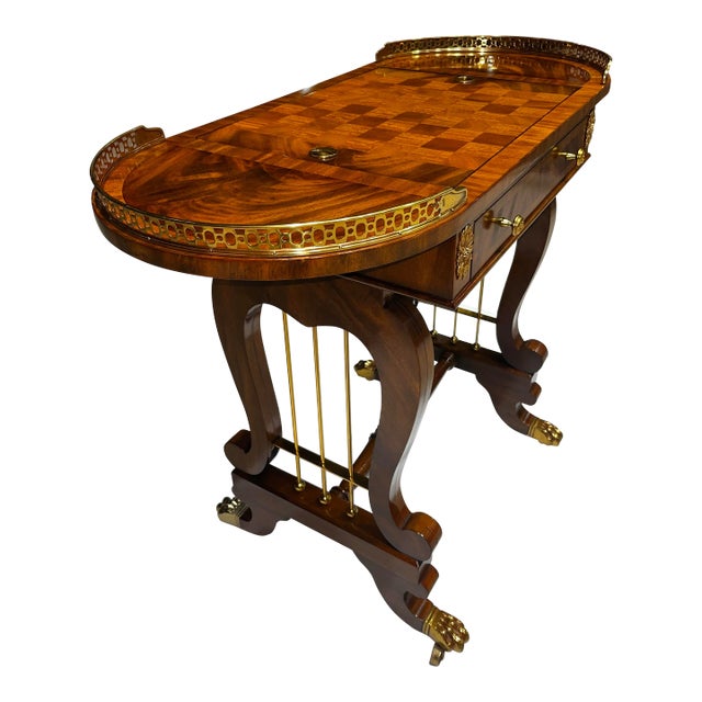 Paw Foot Mahogany Game Table From Maitland-Smith For Sale