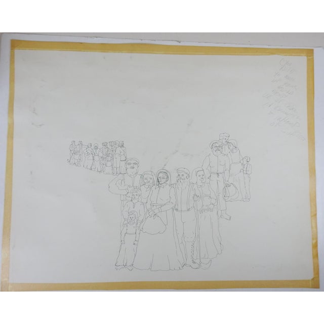 Mid 20th Century Vintage Modernist Mountain Village Mixed Media Painting For Sale - Image 5 of 5