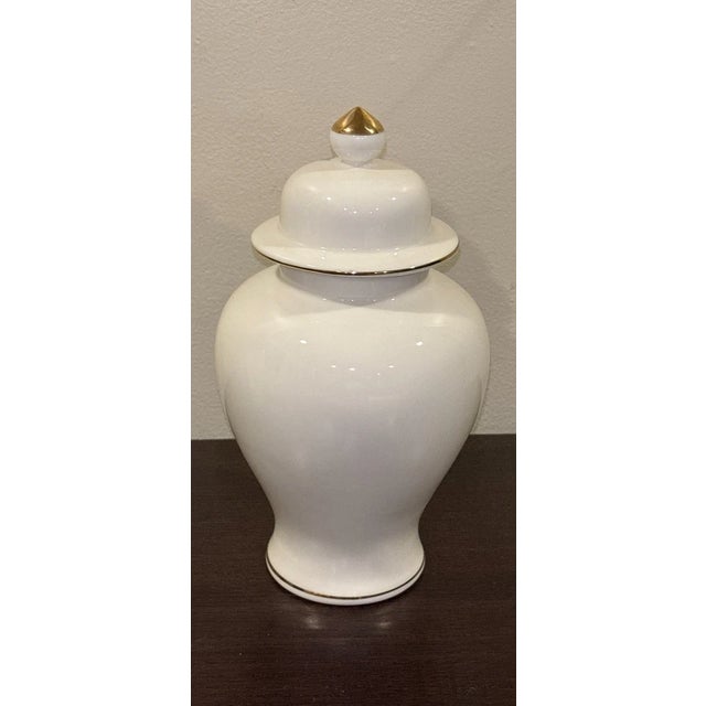 Mid-Century Modern Vintage MCM Yamaji Japan Porcelain Ginger Jar With Lid For Sale - Image 3 of 6