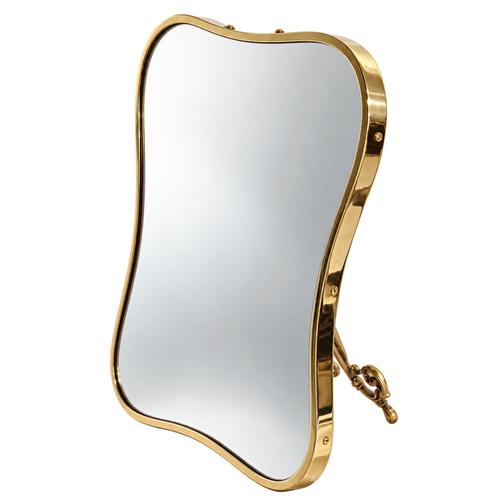 Italian Brass Shield-Shaped Table Vanity Mirror by Gio Ponti, 1950s For Sale - Image 11 of 11
