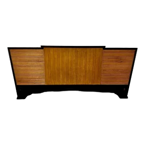 Paul Frankl Black Lacquer Headboard with Cerused