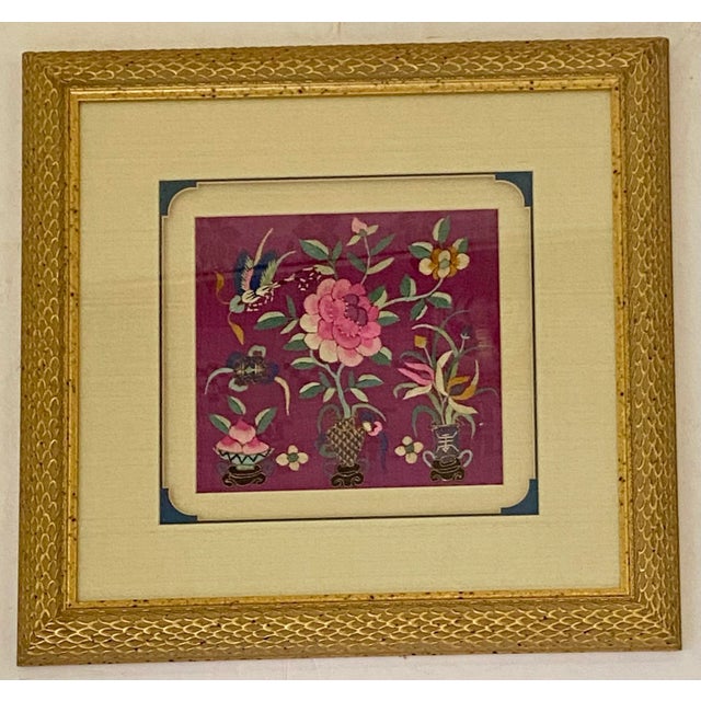 Antique Qing Dynasty Silk Embroidered Textile Framed For Sale - Image 13 of 13