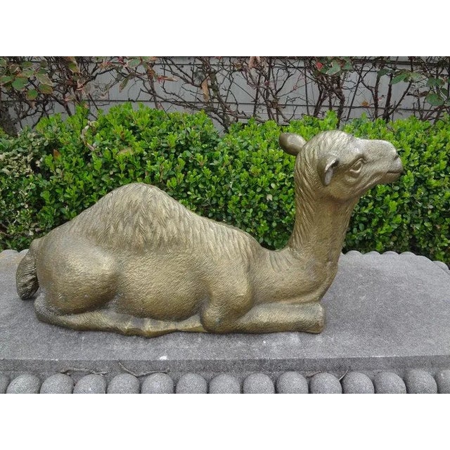 Unusual large well detailed Hollywood Regency brass camel statue. Our lovely vintage brass camel figure, figurine or camel...