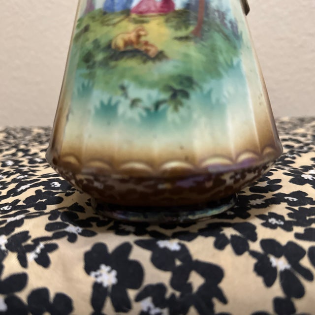 Art Nouveau Antique Czechoslovakian Porcelain Ewer Pitcher Vase For Sale - Image 3 of 9