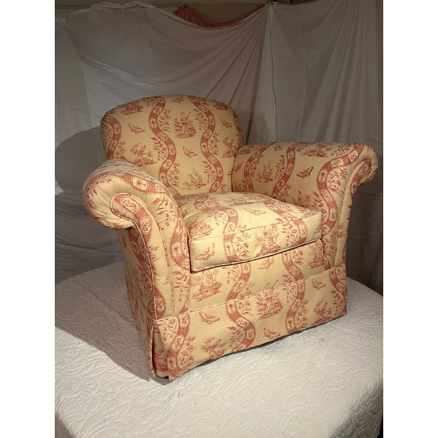 Upholstered Club Wing or Arm Chair George Smith Style Covered in Either Bennison or Pierre Frey Fabr For Sale - Image 13 of 13
