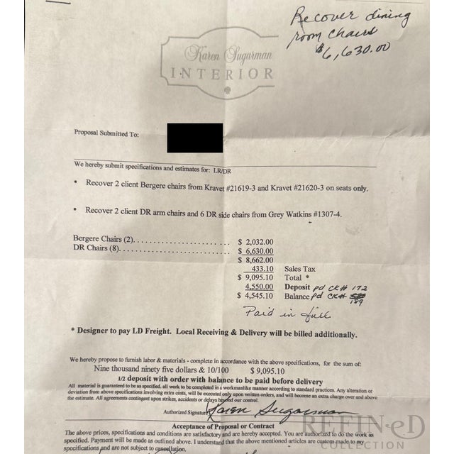 Set of 8 Karges Louis XVI–Style Dining Chairs in Scalamandre Fabric (2 Arm, 6 Side) For Sale - Image 18 of 18