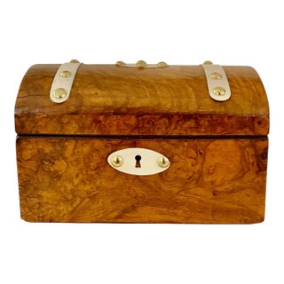 19th Century Burl Walnut English Tea Caddy For Sale