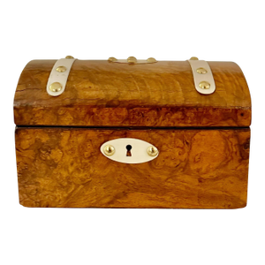 19th Century Burl Walnut English Tea Caddy