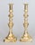 A fine pair of antique 19th-Century English solid brass push-up ejector candlesticks with beehive and diamond motifs,...