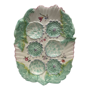 19th Century Rare Majolica Artichoke Platter Longchamp