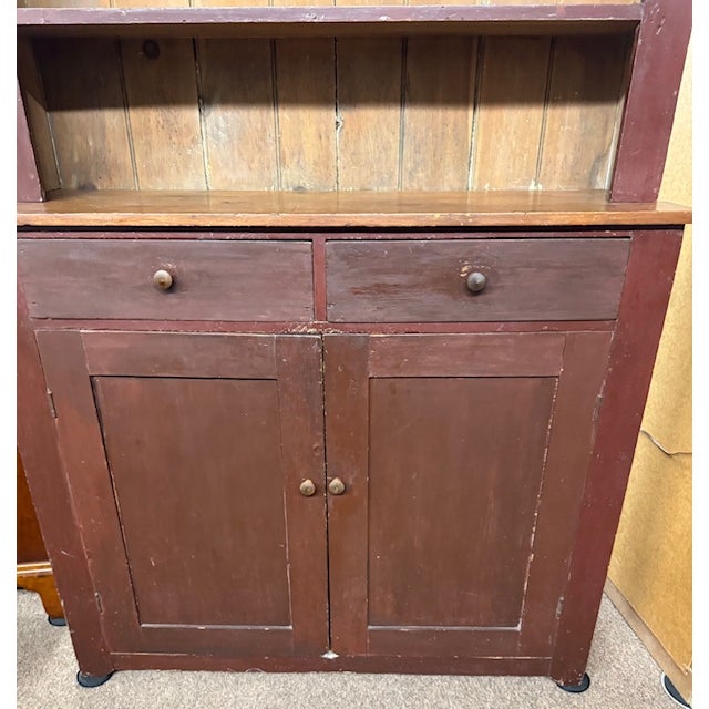 American Antique 19th Century 2 Part Step Back Cupboard For Sale - Image 3 of 12