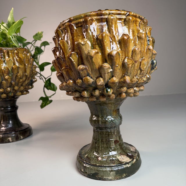 Ceramic Ceramic Plant Stands by Rocco Condurso, Italy, 1980s, Set of 2 For Sale - Image 7 of 13