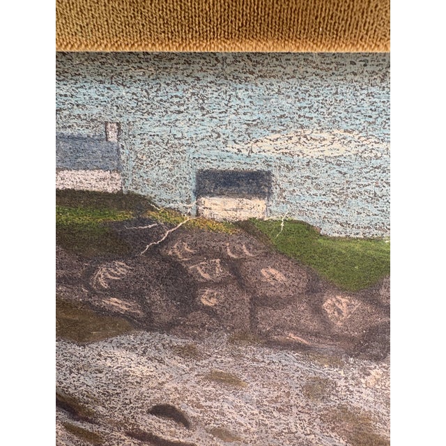 1960s 1960s André Even Signed Breton Coastal Landscape Wax Pastel, Framed For Sale - Image 5 of 12