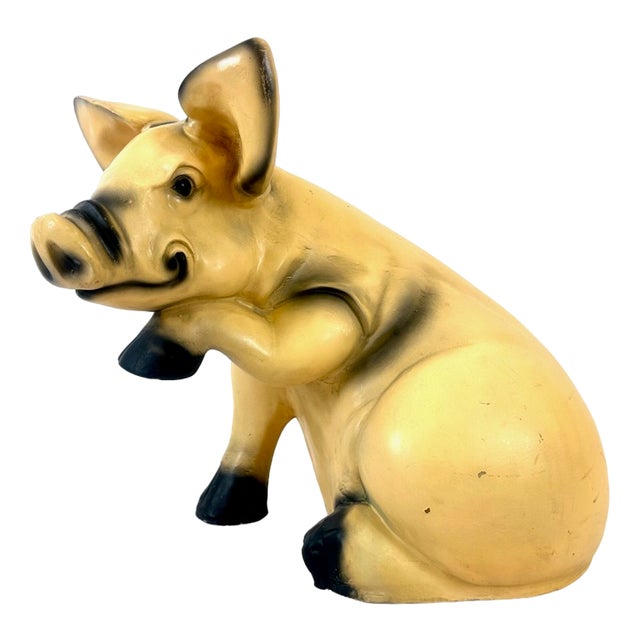 Large Vintage Resin Garden Pig Figure, 1980s For Sale