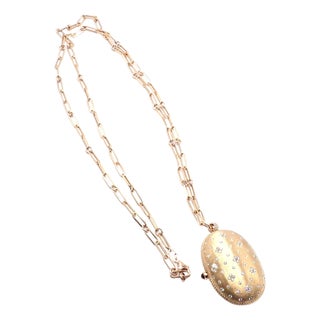 Late 20th Century Roberto Coin Rose Gold Diamond Large Locket Pendant Necklace For Sale