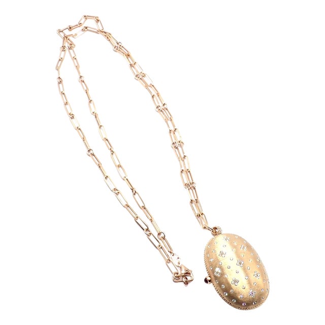 Late 20th Century Roberto Coin Rose Gold Diamond Large Locket Pendant Necklace For Sale