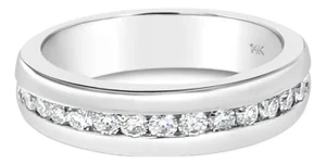 Channel Set Diamond Wedding Band .67cttw 14k White Gold, Size 9