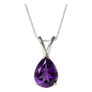 Elegant Amethyst Pear Shaped Pendant, Purple Gemstone Amethyst Dainty Pendant For Sale
