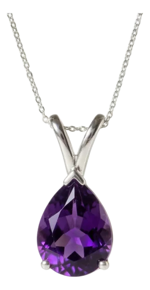 Elegant Amethyst Pear Shaped Pendant, Purple Gemstone Amethyst Dainty Pendant