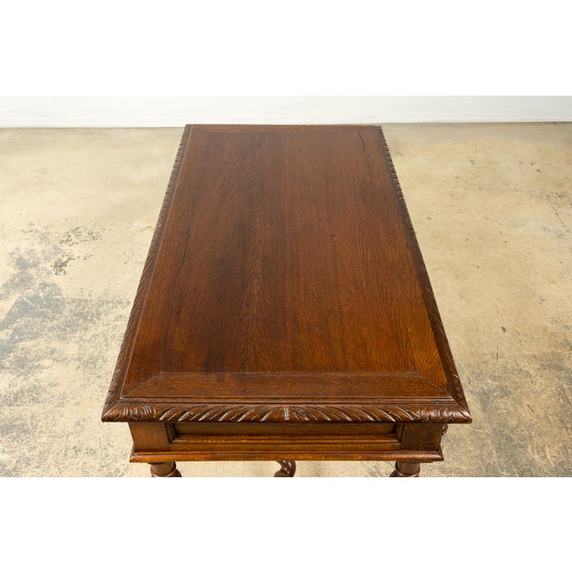 Late 19th Century French Henry II Carved Oak Writing Desk For Sale - Image 12 of 18