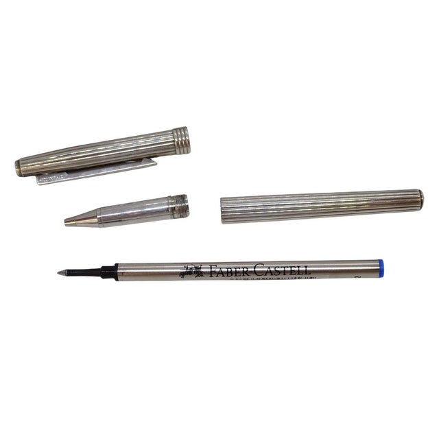 Grooved Ballpoint Pen in Silver-Plated Metal from Dior, 1970s For Sale - Image 3 of 18