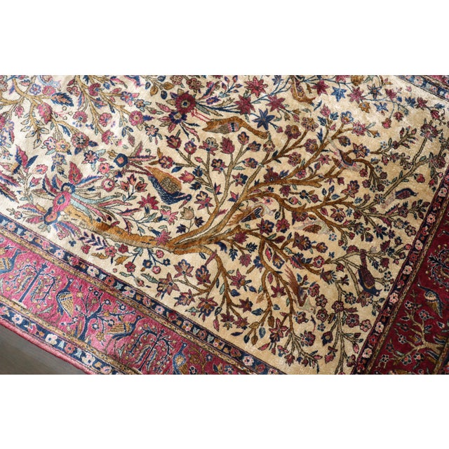 Late 19th Century Persian Silk Kashan Rug, 4'5'' X 6'5'' For Sale - Image 4 of 9