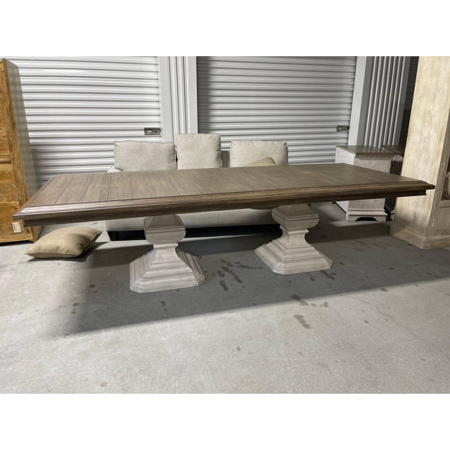 Two Pedestal Dining Table with Removable Leaf, 21st Century