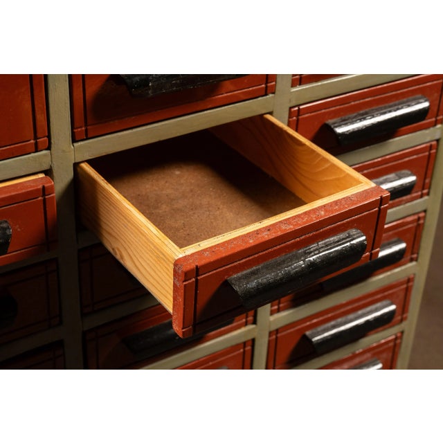 Burnt Orange Vintage 102-Drawer Industrial Wheeled Parts Cabinet For Sale - Image 8 of 12