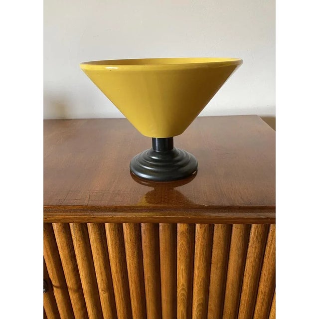 1980s Postmodern Yellow Conic Vase, Italy, 1980s For Sale - Image 5 of 12