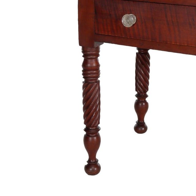 Early 19th Century Antique Sheraton Cherry & Tiger Maple 3-Drawer Server C1830 For Sale - Image 5 of 15