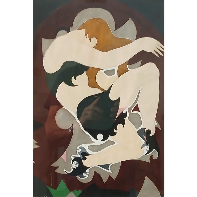 Tribal Louise Gilbert 1934 Mexico Pair of Exotic Oils on Paper For Sale - Image 3 of 5