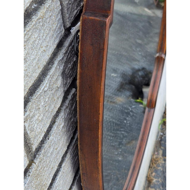 1930 Oval Walnut Hand Painted American Mirror. For Sale - Image 10 of 18