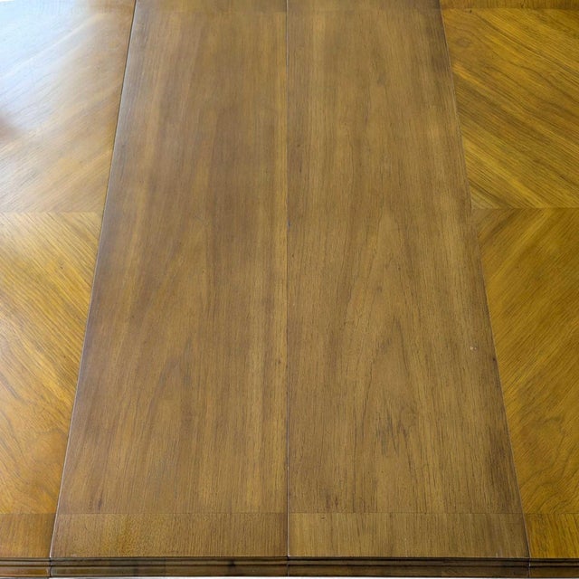 1960s Drexel Esperanto Walnut Oval Extension Dining Table With Two Leaves For Sale - Image 10 of 18