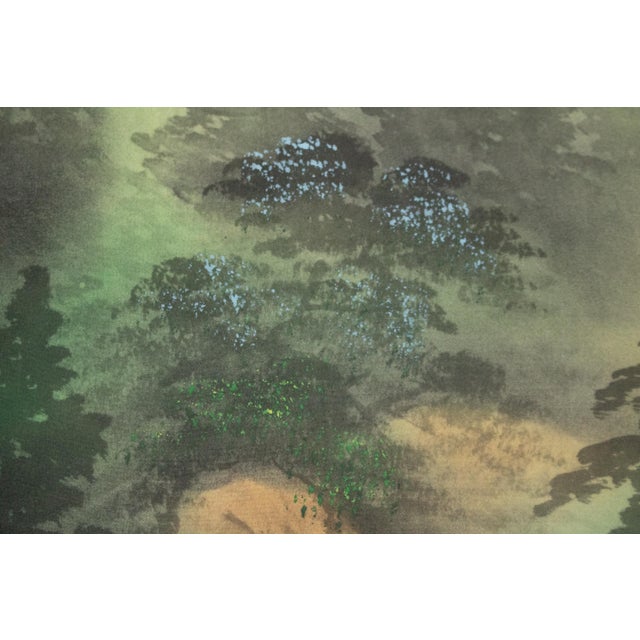 "Summer Landscape With River", Late Meiji to Taisho Era Silk Scroll Painting For Sale - Image 10 of 18