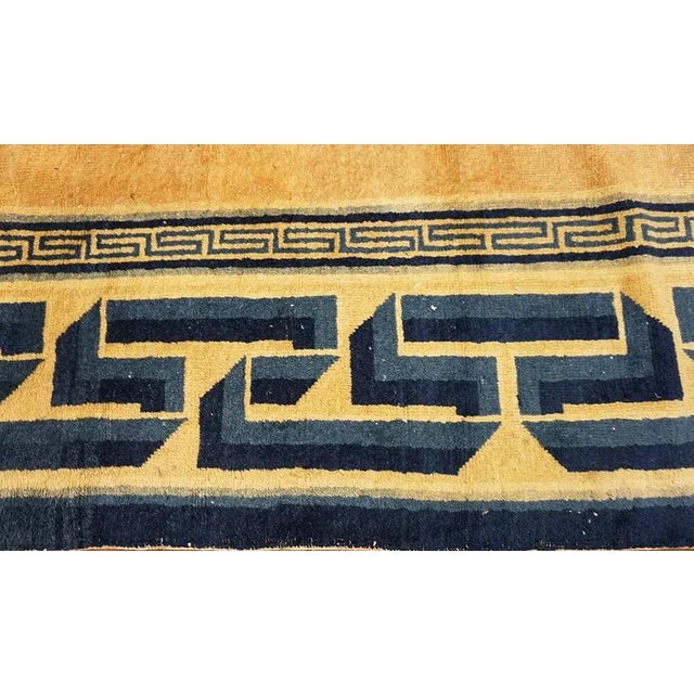 Sublime Rose Color With Peculiar Geometric Desing Antique Chinese Peking Rug For Sale - Image 12 of 14