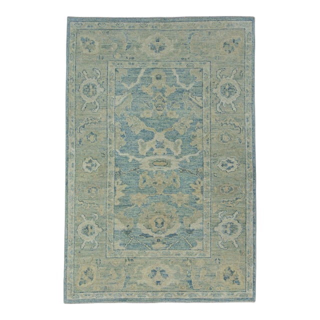 Turkish Oushak Rug 4'2" x 6'2" #17898 For Sale