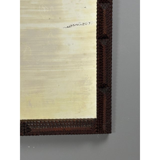 19th Century Antique Tramp Art Folk Art Distressed Mirror, Belgian, 1890s For Sale - Image 5 of 13