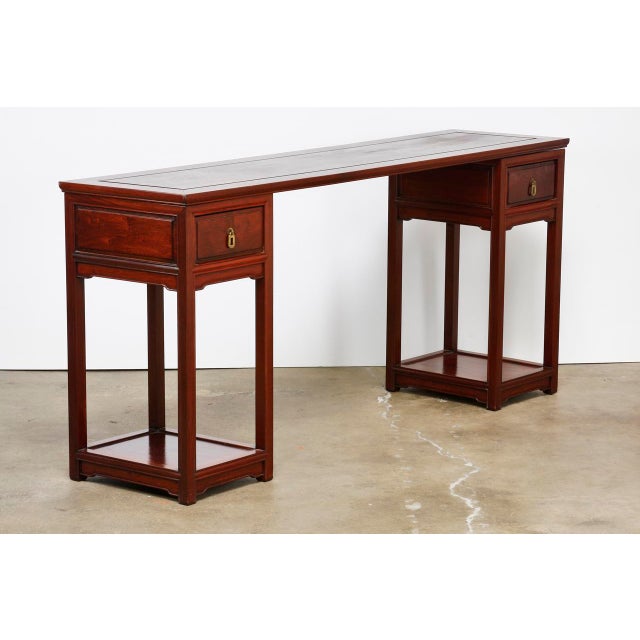 MidCentury Chinese Rosewood Three Part Pedestal Desk Chairish