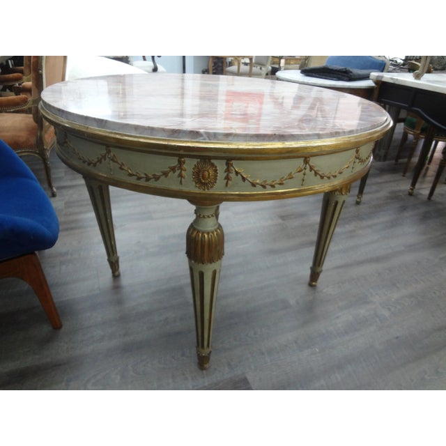 Wood Italian Neoclassical Style Painted and Parcel Gilt Center Table For Sale - Image 7 of 12